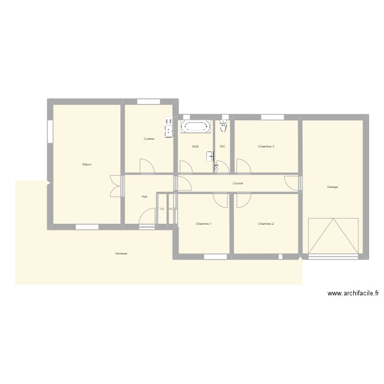 Claude Rivière. Plan de 13 pièces et 155 m2