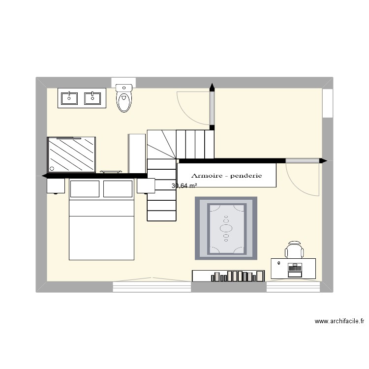 Chambre romy 25. Plan de 1 pièce et 31 m2