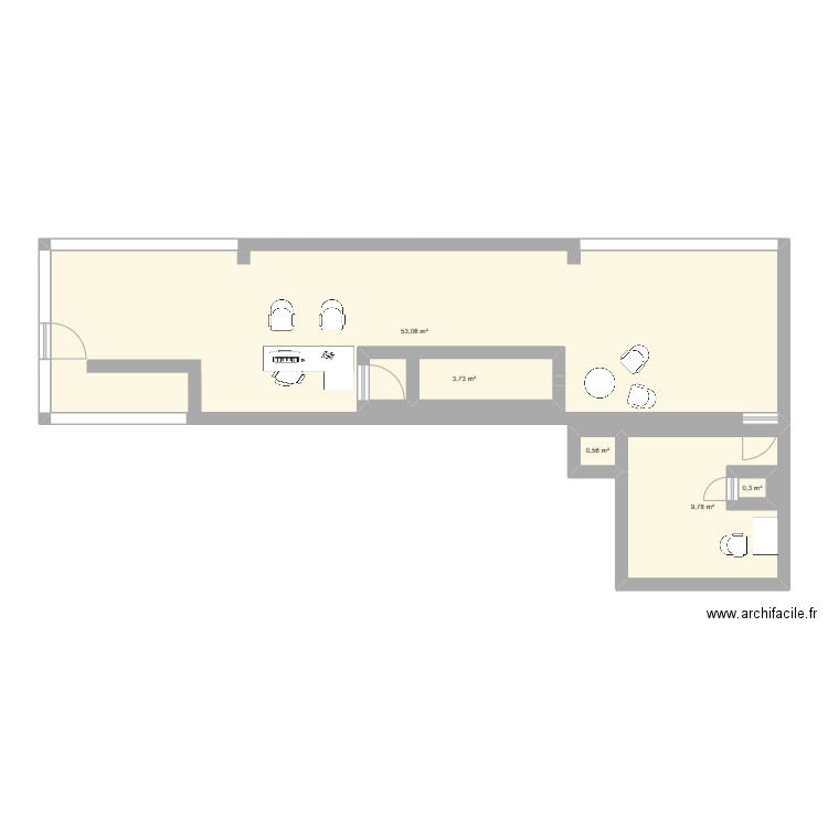 Châteauroux. Plan de 5 pièces et 75 m2