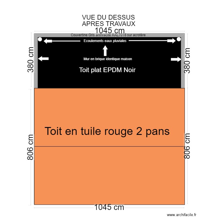 Dp4 vue du dessus apres travaux. Plan de 1 pièce et 75 m2