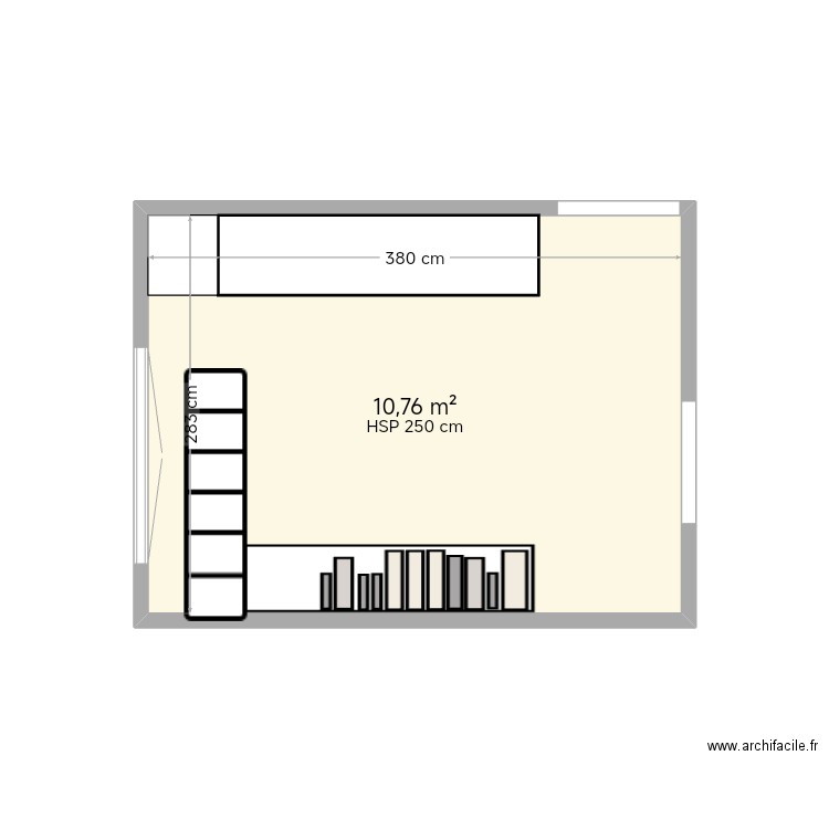 Bureau . Plan de 1 pièce et 11 m2