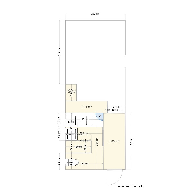 sdd labiche wc. Plan de 5 pièces et 10 m2