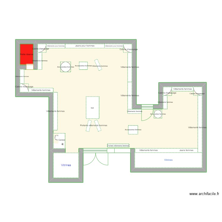 MAGASIN. Plan de 2 pièces et 49 m2