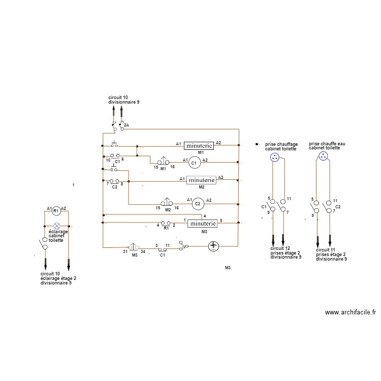 schema principe coffret ventilation chauffage ventilation cabinet de toilette étage 2. Plan de 0 pièce et 0 m2