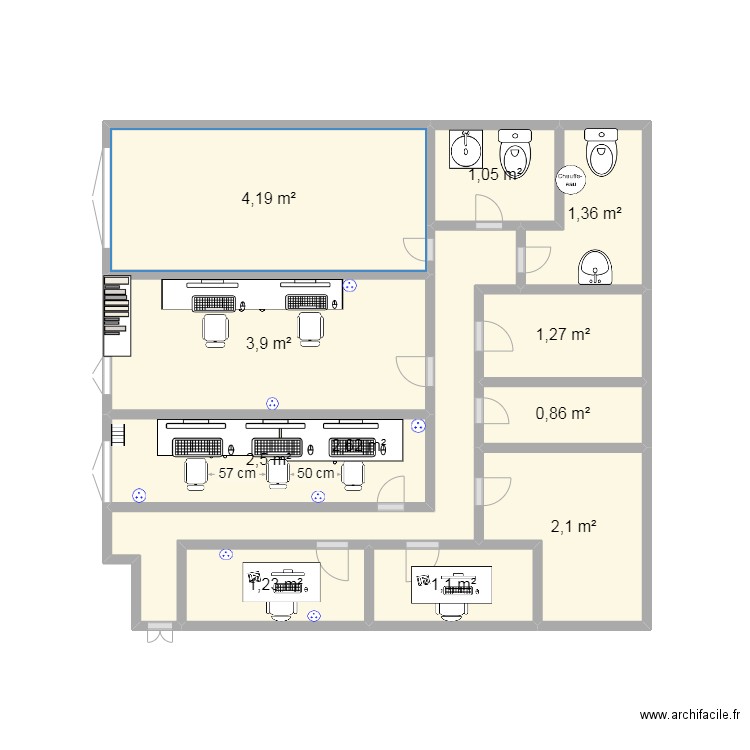 appartement. Plan de 11 pièces et 22 m2