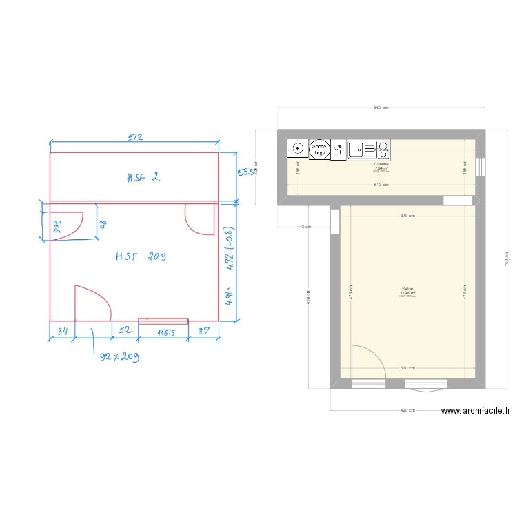 30Gambetta. Plan de 2 pièces et 25 m2