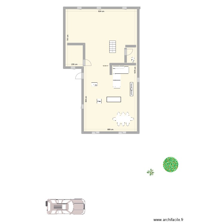 projet. Plan de 1 pièce et 126 m2