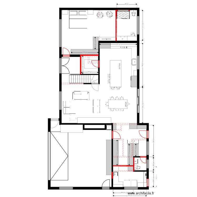 louis bernier rdch2.2. Plan de 2 pièces et 182 m2