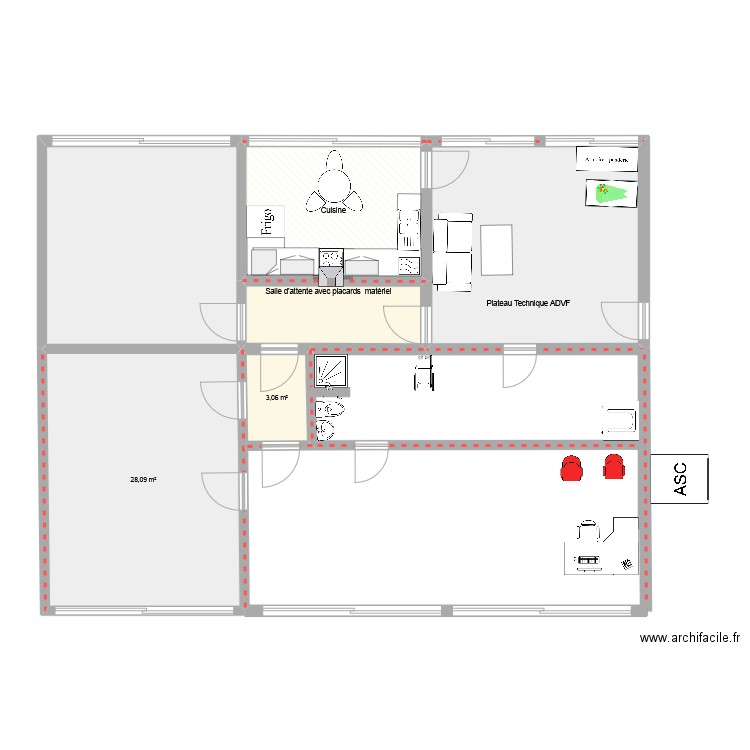 Kennedy Plateaux techniques. Plan de 6 pièces et 96 m2