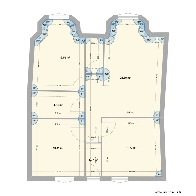 CHANOT. Plan de 6 pièces et 64 m2