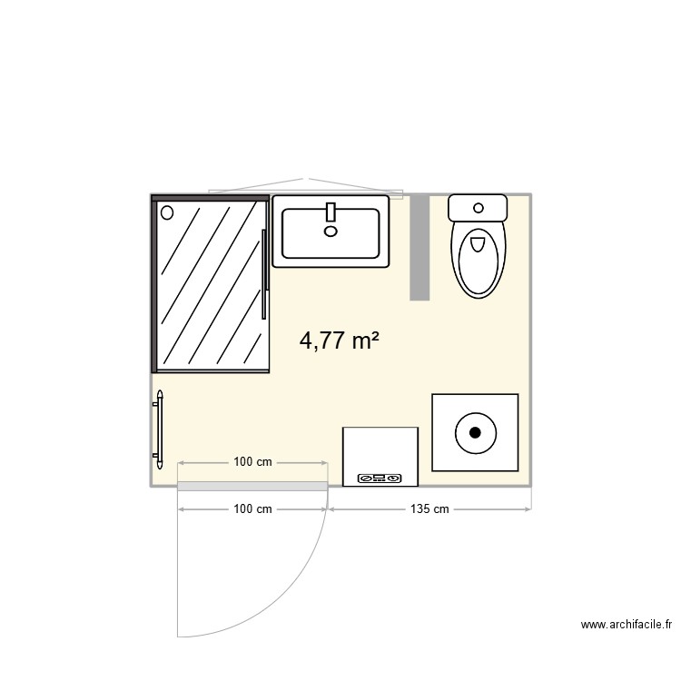 SdB Marquise. Plan de 1 pièce et 5 m2