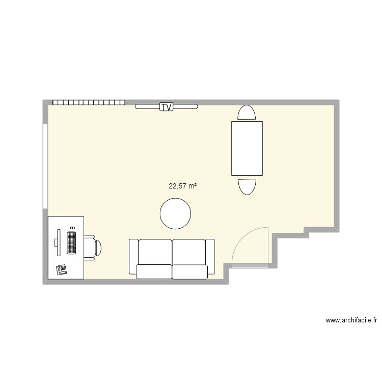 salon . Plan de 1 pièce et 23 m2