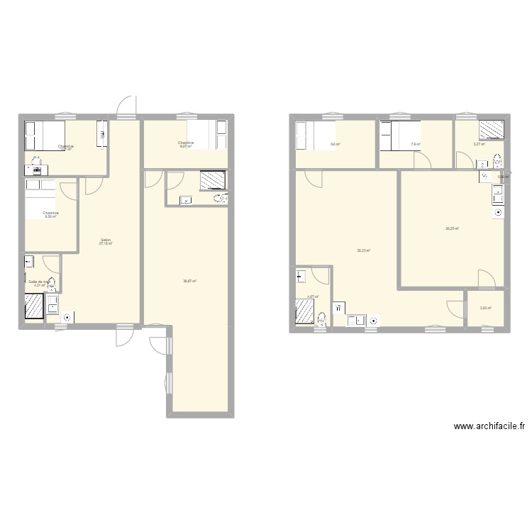 périgueux . Plan de 14 pièces et 189 m2