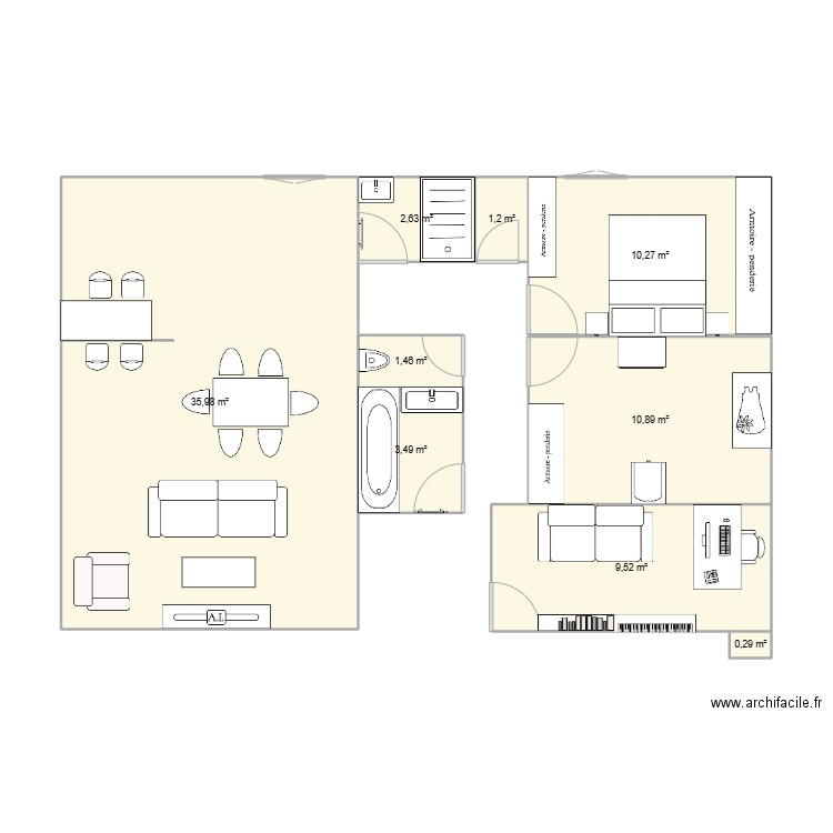 Appartement Saint Cloud. Plan de 9 pièces et 76 m2