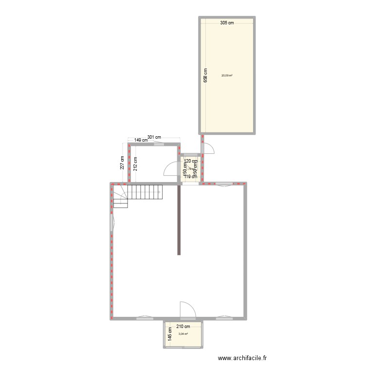 jacquart. Plan de 3 pièces et 25 m2