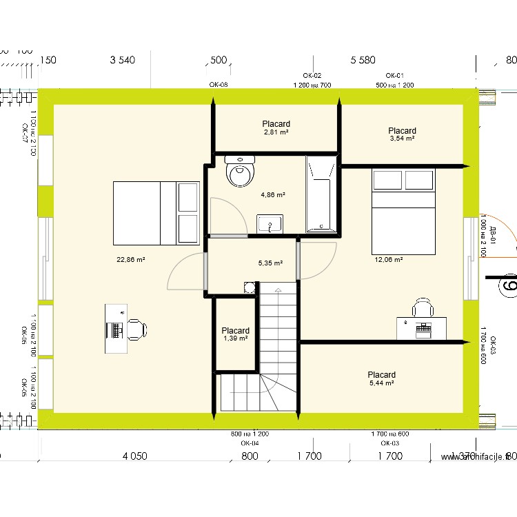 maison campagnac. Plan de 5 pièces et 59 m2