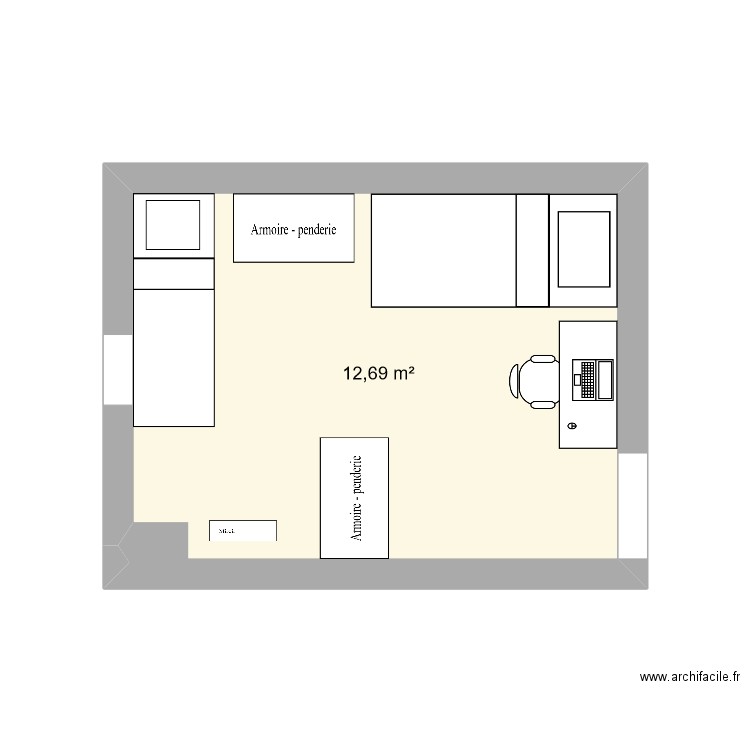 test. Plan de 1 pièce et 13 m2