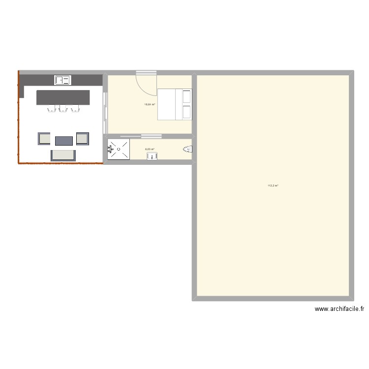 TI GABY. Plan de 3 pièces et 135 m2