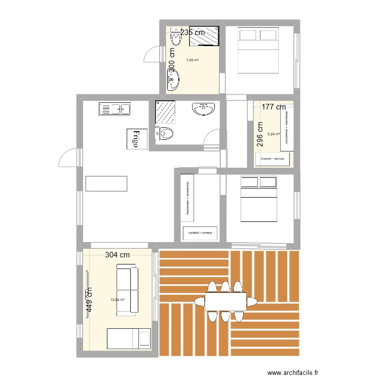 maison. Plan de 3 pièces et 26 m2