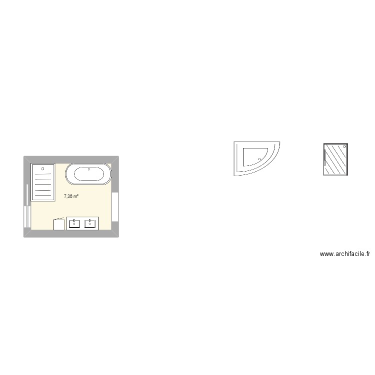 SDB. Plan de 1 pièce et 7 m2