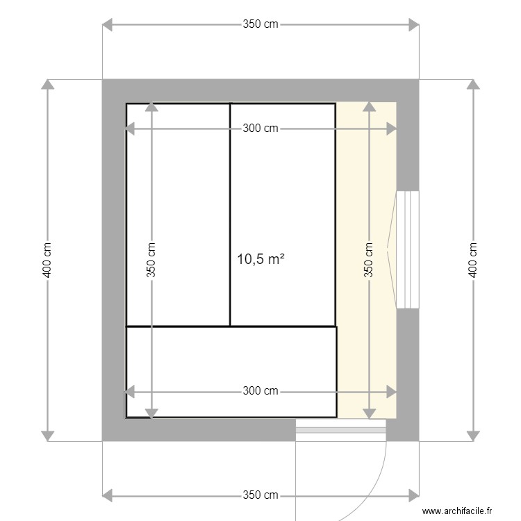 labo. Plan de 1 pièce et 11 m2