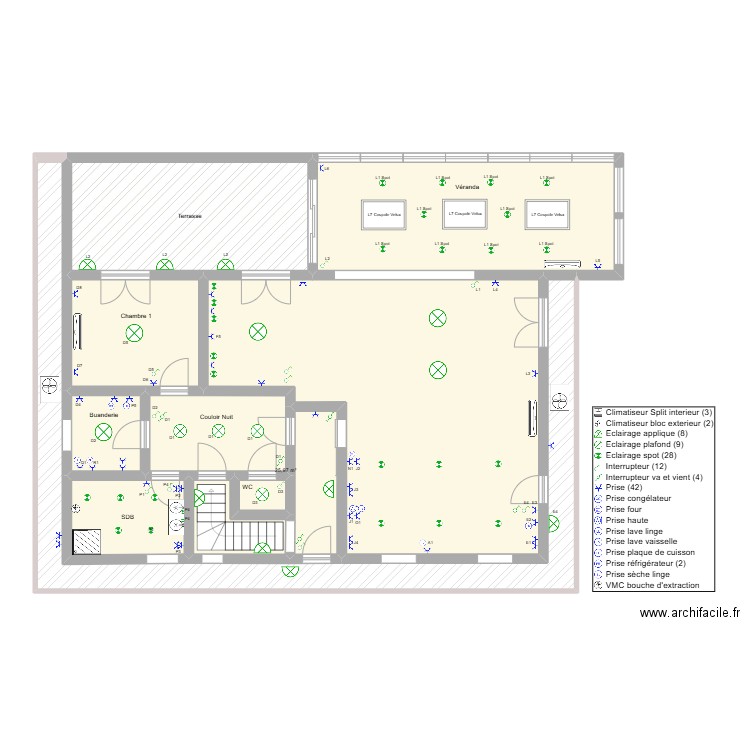 JERM REZ. Plan de 8 pièces et 130 m2