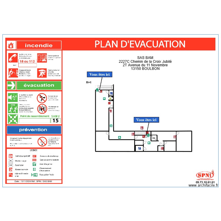 SAS BAM ÉTAGE INTERVENTION. Plan de 17 pièces et 307 m2