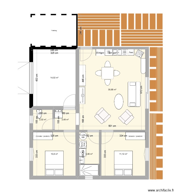 FILS DE JEANNE. Plan de 7 pièces et 76 m2