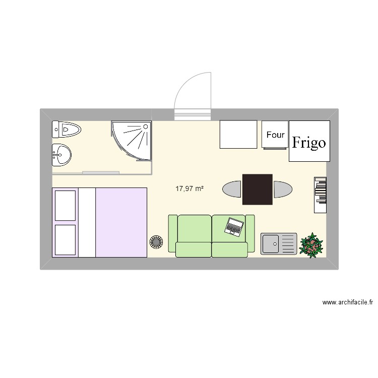 rian contenaire caca . Plan de 1 pièce et 18 m2