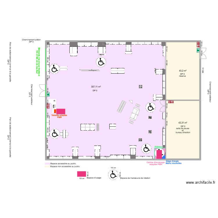 PADD EPINAL APRES AMENAGEMENTS ESPACE DE ROTATION USAGE. Plan de 3 pièces et 394 m2