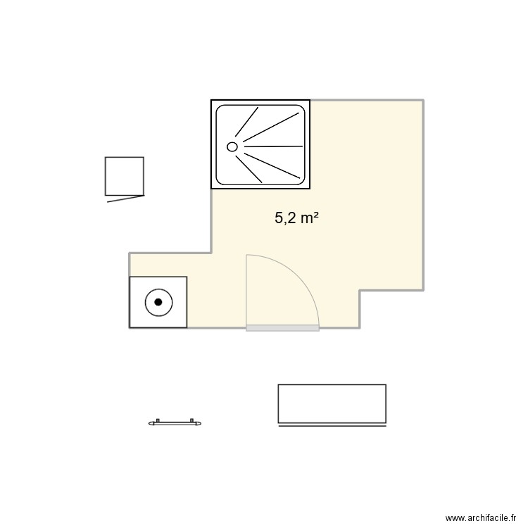 SALLE DE BAIN 1. Plan de 1 pièce et 5 m2