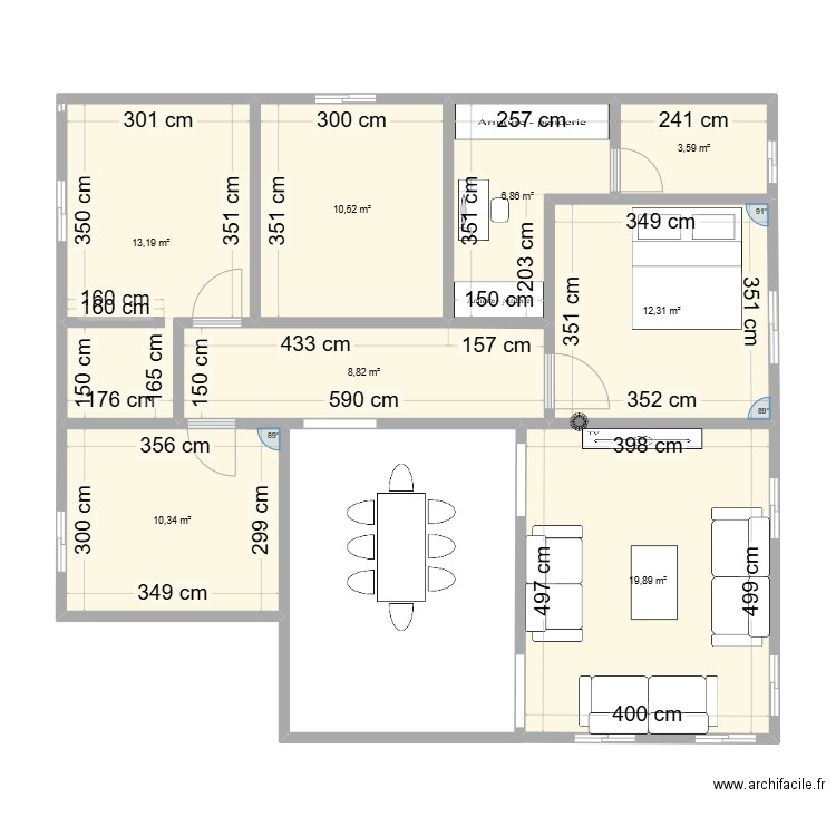 maison p1. Plan de 8 pièces et 86 m2