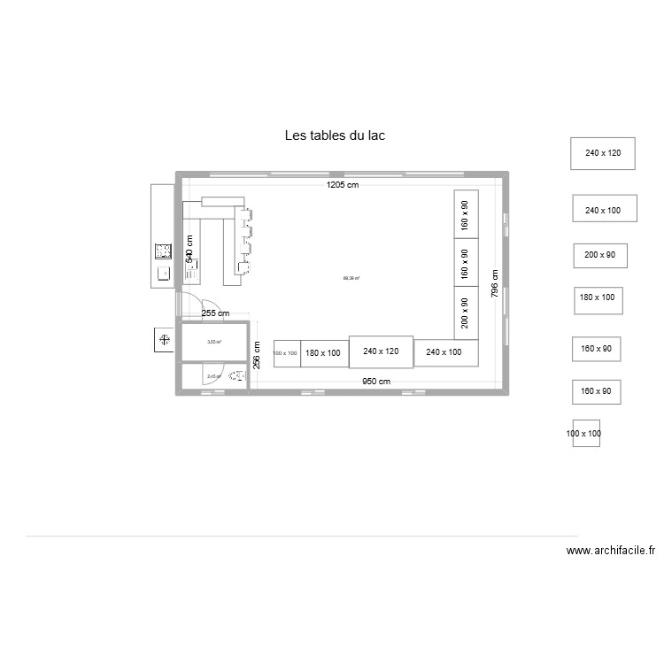 SALLE LAC DE MAROT  base. Plan de 3 pièces et 95 m2