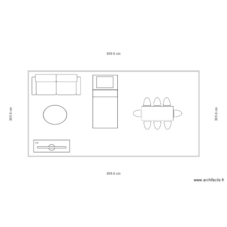 voisin salon. Plan de 1 pièce et 18 m2