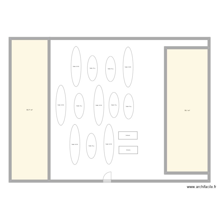 Salle mariage Vanessa. Plan de 2 pièces et 101 m2