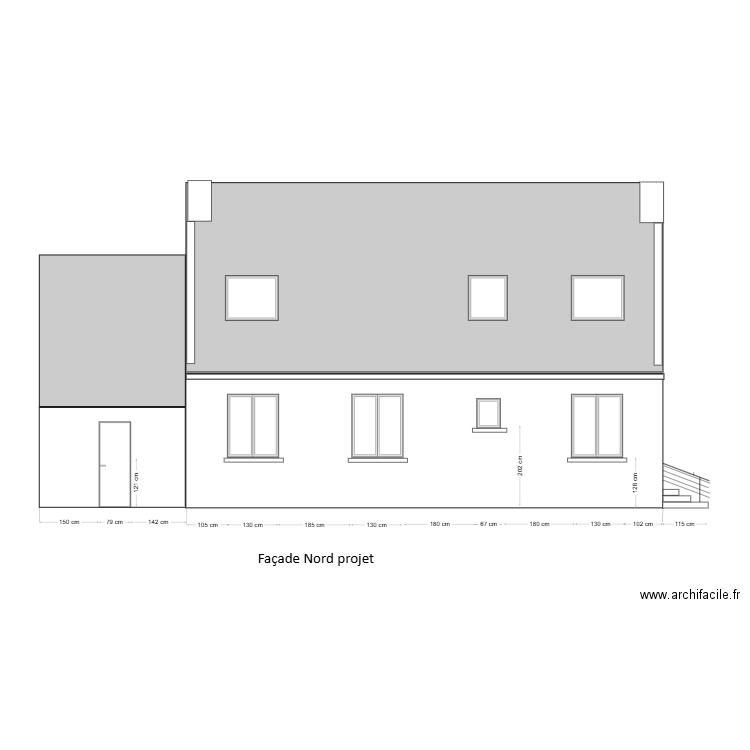 Façade Nord existant. Plan de 0 pièce et 0 m2