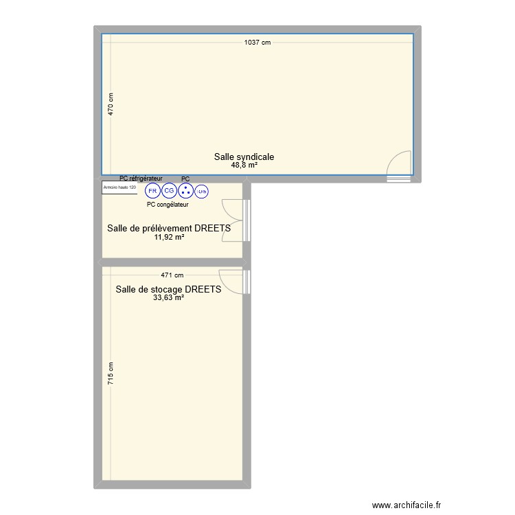 S/sol bâtiment C. Plan de 3 pièces et 94 m2