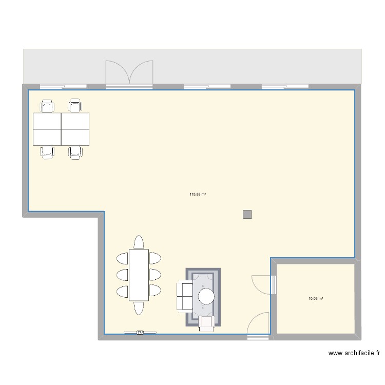 Bureau eguilles 2. Plan de 2 pièces et 126 m2