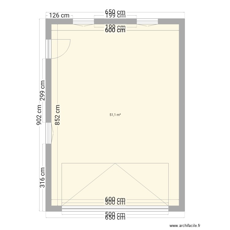 garage. Plan de 1 pièce et 51 m2