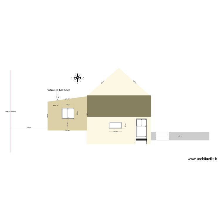 plan de coupe après travaux coté jardin 1.2. Plan de 0 pièce et 0 m2