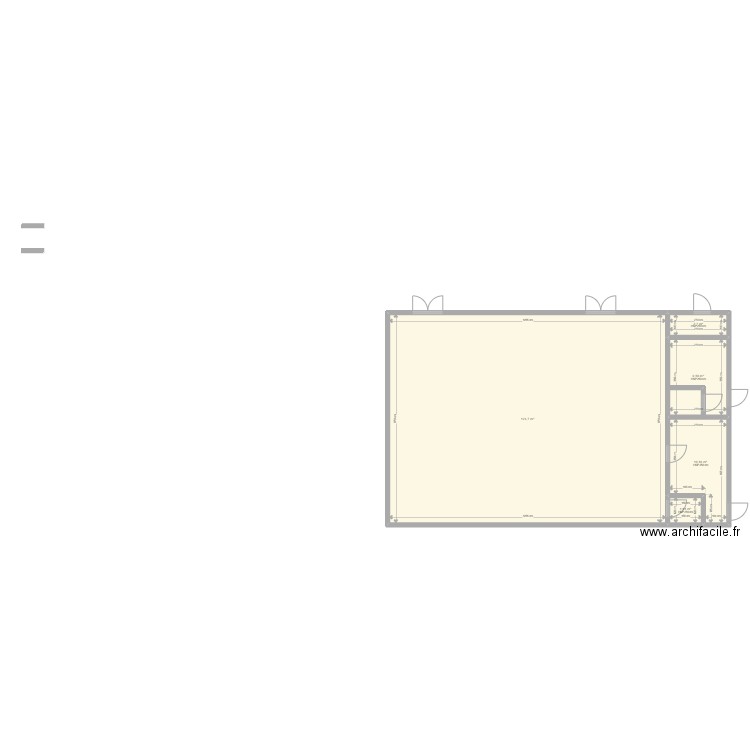 magasin. Plan de 5 pièces et 150 m2