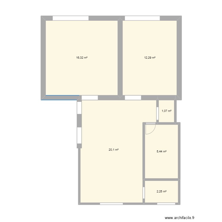 Plan Grégory avec ouverture. Plan de 6 pièces et 57 m2