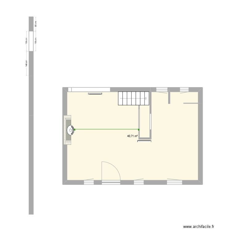 Portail accès PM. Plan de 1 pièce et 41 m2