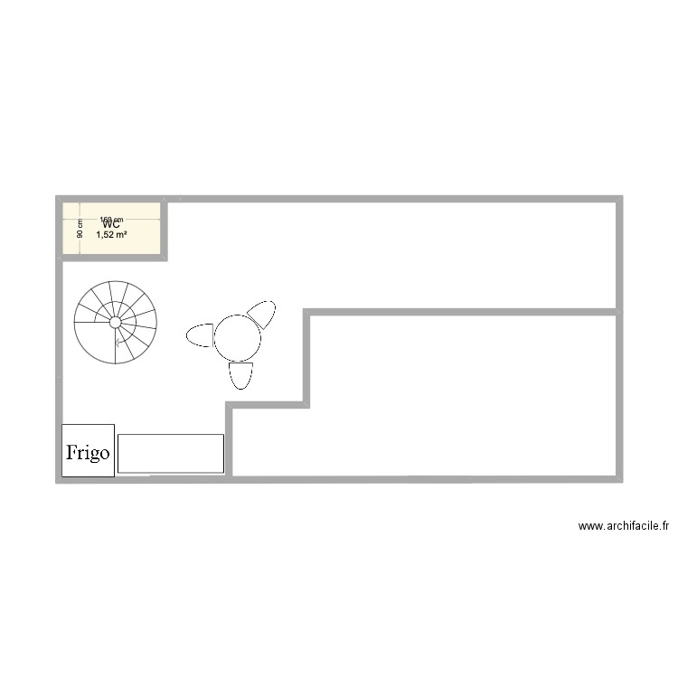 P2P. Plan de 1 pièce et 2 m2