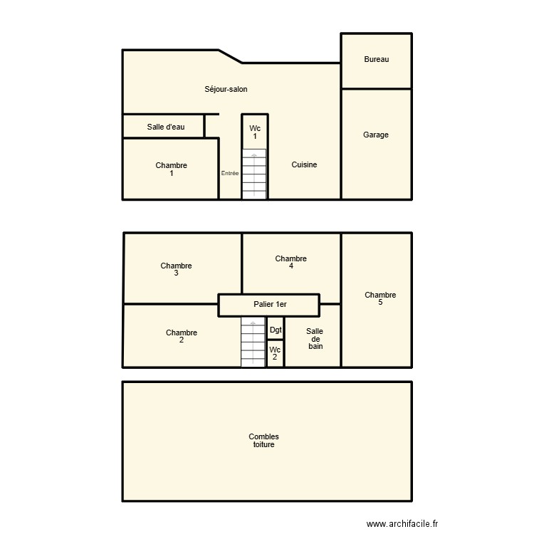 QUIMPER RICAUD. Plan de 15 pièces et 103 m2