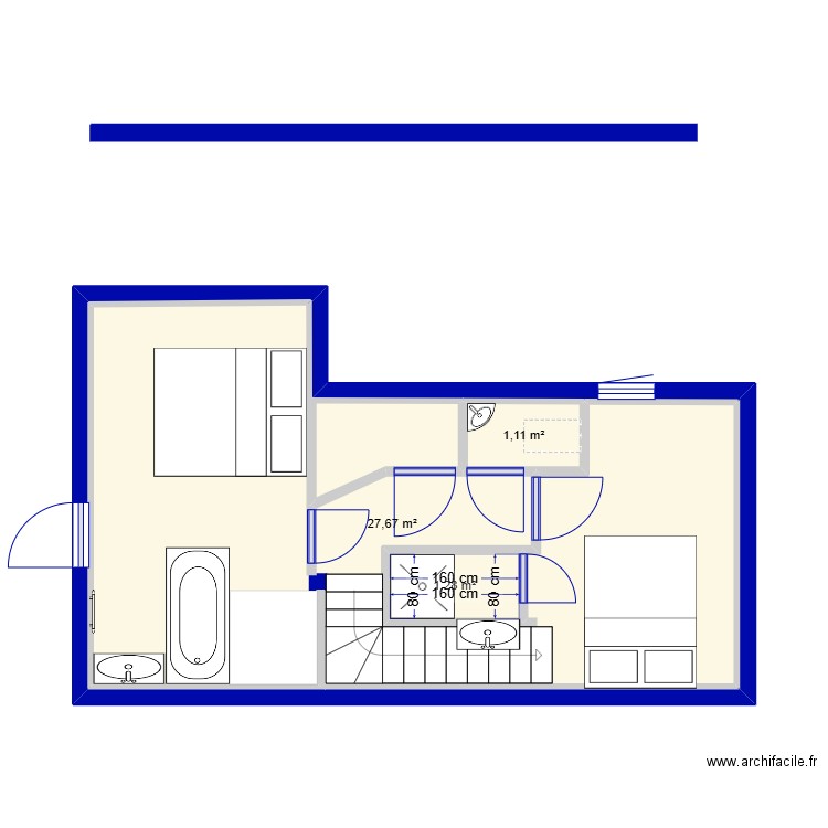 maison1. Plan de 3 pièces et 34 m2