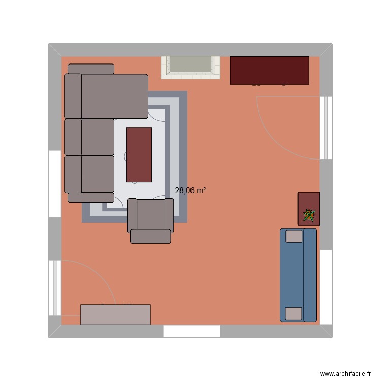 Salon 02. Plan de 1 pièce et 28 m2