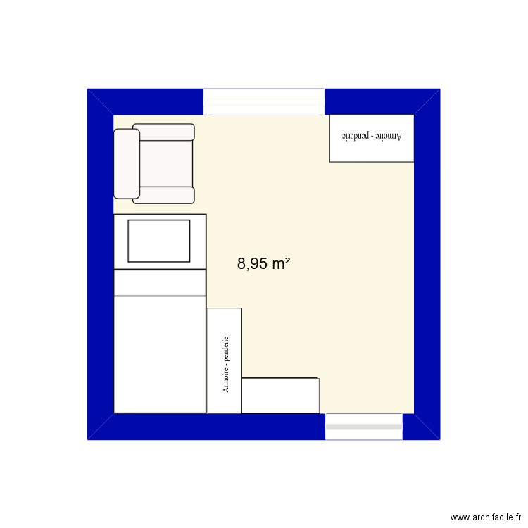 emma-projet maman. Plan de 1 pièce et 9 m2