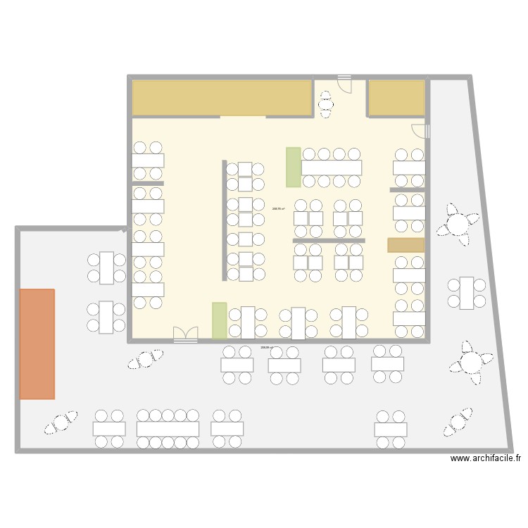 Salle Terrasse. Plan de 2 pièces et 514 m2