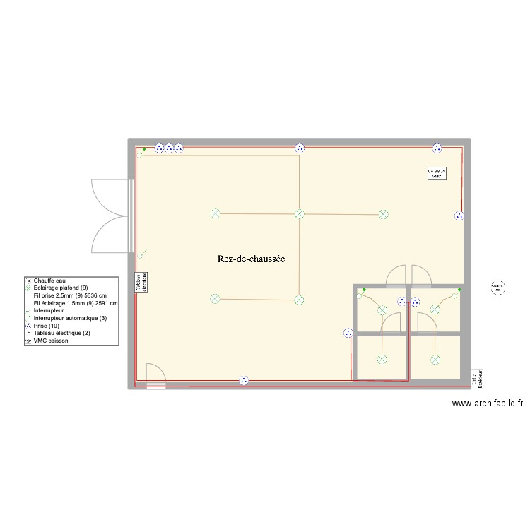 Plan électrique. Plan de 5 pièces et 147 m2